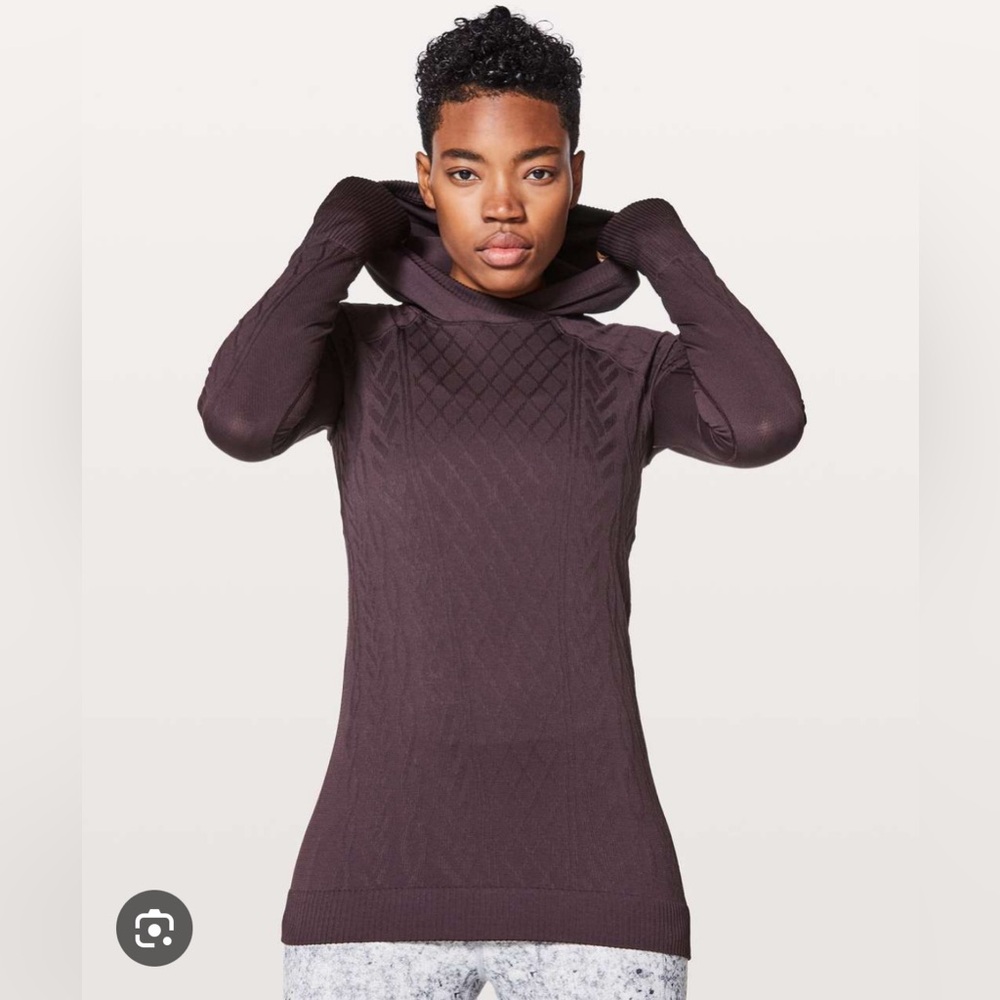 Lululemon Rest Less Hoodie Long Sleeve Top Black Cherry Size 8